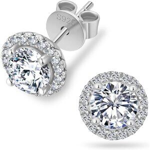 Women's Lab Created Diamond Earring with 14K White Gold Plated Gift